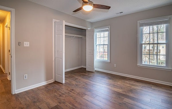 Hollow-core door installed in closet